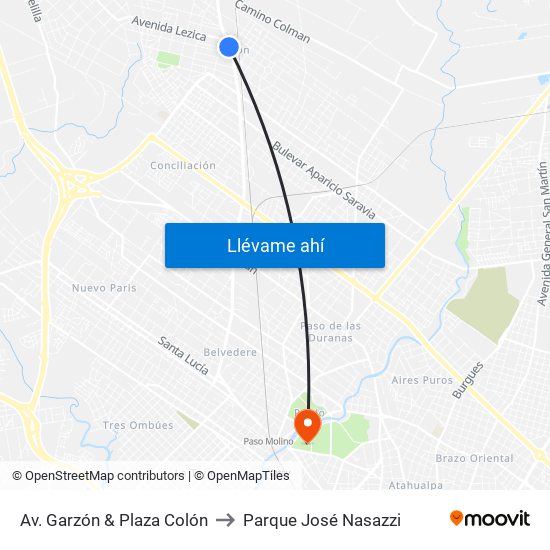 Av. Garzón & Plaza Colón to Parque José Nasazzi map