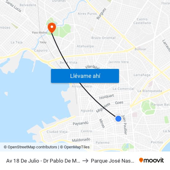 Av 18 De Julio - Dr Pablo De Maria to Parque José Nasazzi map