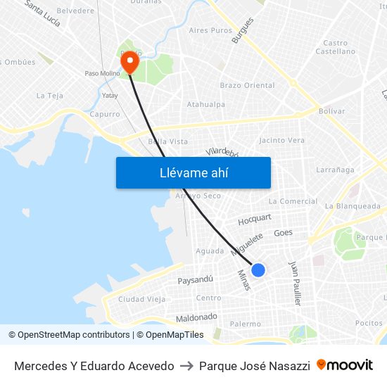 Mercedes Y Eduardo Acevedo to Parque José Nasazzi map