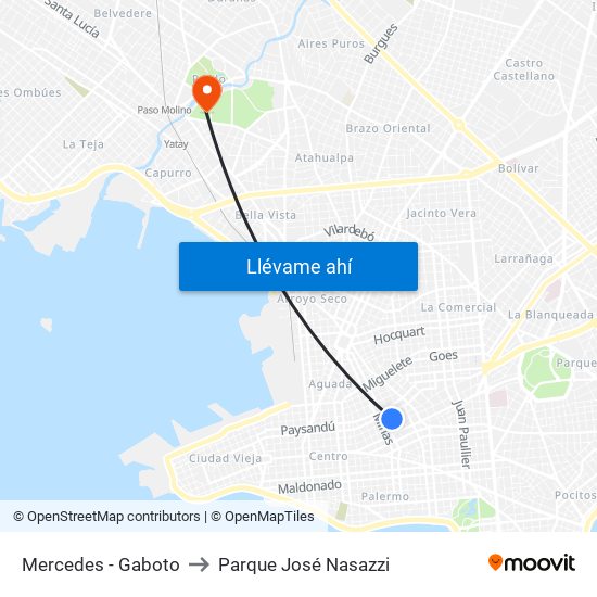 Mercedes - Gaboto to Parque José Nasazzi map