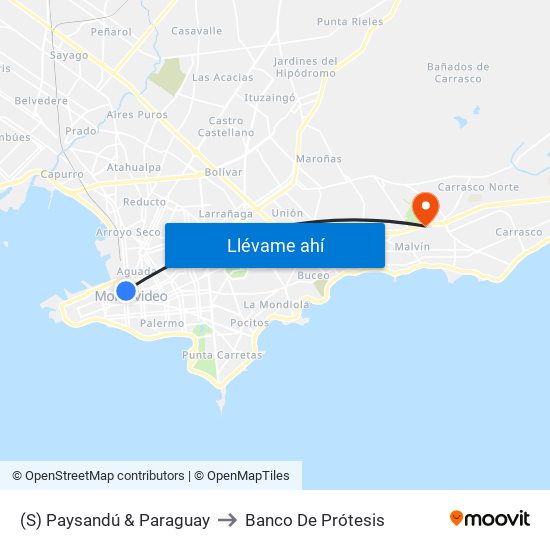 (S) Paysandú & Paraguay to Banco De Prótesis map