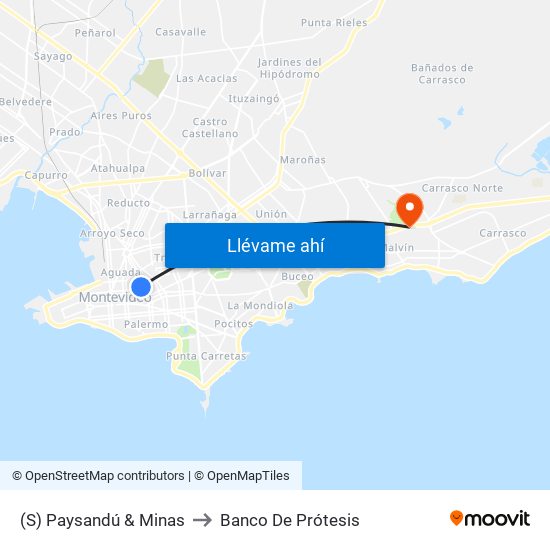 (S) Paysandú & Minas to Banco De Prótesis map