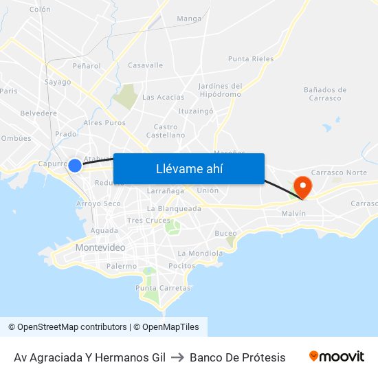 Av Agraciada Y Hermanos Gil to Banco De Prótesis map