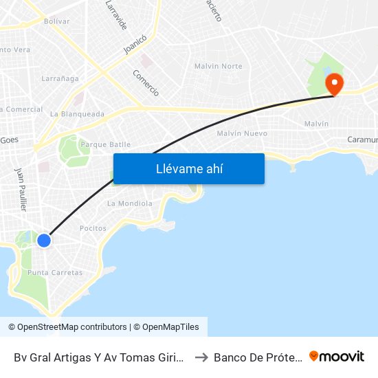 Bv Gral Artigas Y Av Tomas Giribaldi to Banco De Prótesis map
