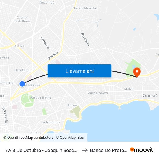 Av 8 De Octubre - Joaquin Secco Illa to Banco De Prótesis map