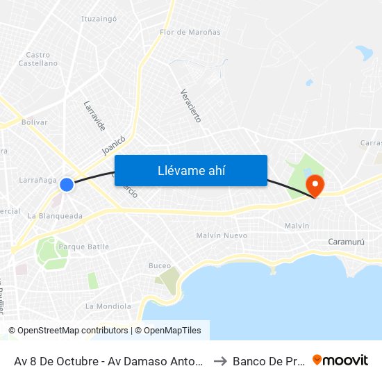 Av 8 De Octubre - Av Damaso Antonio Larrañaga to Banco De Prótesis map