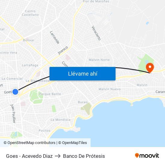 Goes - Acevedo Diaz to Banco De Prótesis map