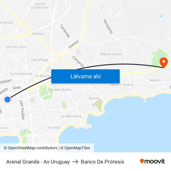 Arenal Grande - Av Uruguay to Banco De Prótesis map