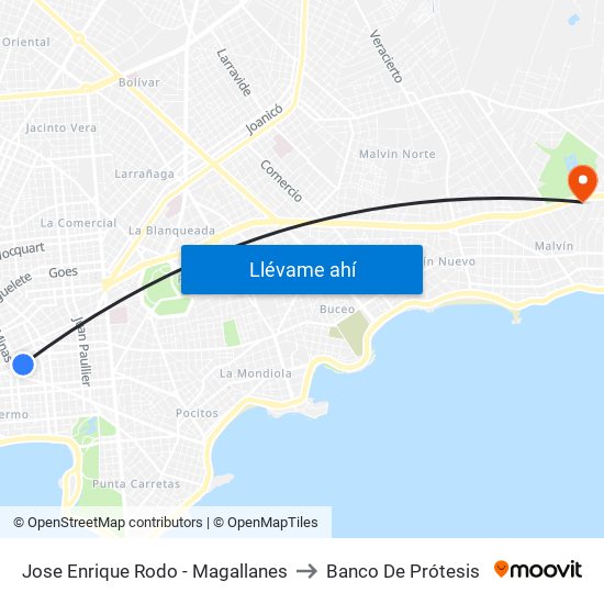Jose Enrique Rodo - Magallanes to Banco De Prótesis map