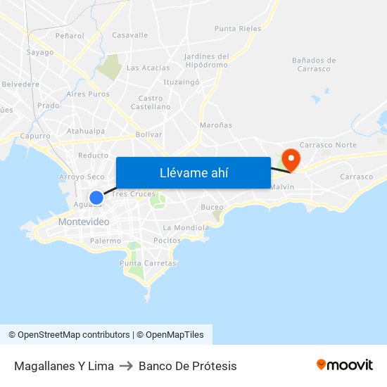 Magallanes Y Lima to Banco De Prótesis map