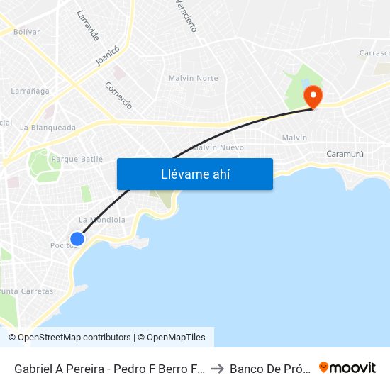 Gabriel A Pereira - Pedro F Berro Falta 145 to Banco De Prótesis map