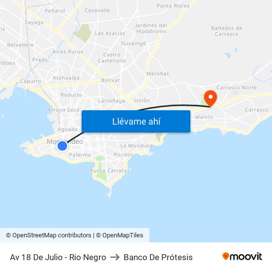 Av 18 De Julio - Rio Negro to Banco De Prótesis map