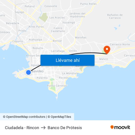 Ciudadela - Rincon to Banco De Prótesis map