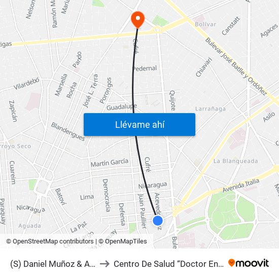 (S) Daniel Muñoz & Acevedo Díaz to Centro De Salud “Doctor Enrique Claveaux” map