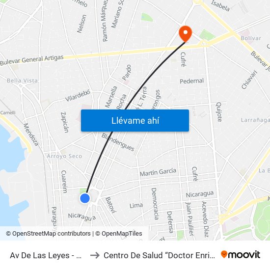 Av De Las Leyes - Guatemala to Centro De Salud “Doctor Enrique Claveaux” map