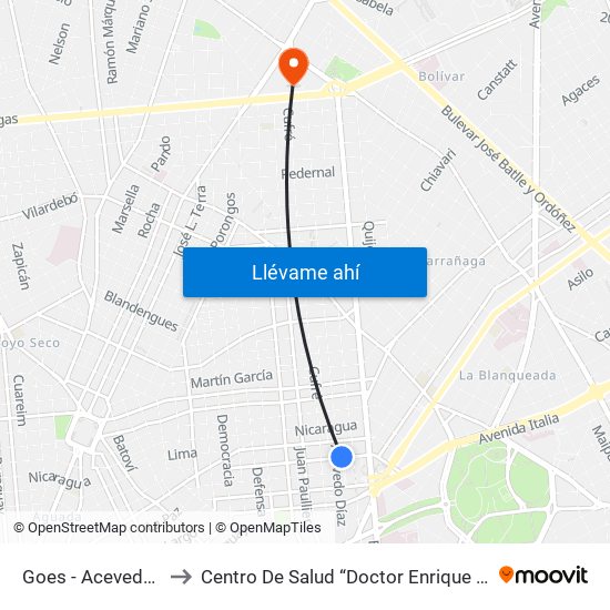 Goes - Acevedo Diaz to Centro De Salud “Doctor Enrique Claveaux” map