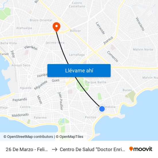 26 De Marzo - Felix Buxareo to Centro De Salud “Doctor Enrique Claveaux” map