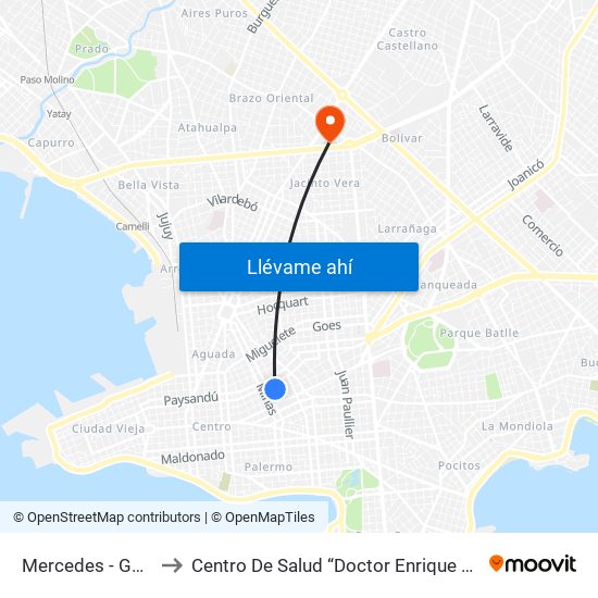Mercedes - Gaboto to Centro De Salud “Doctor Enrique Claveaux” map