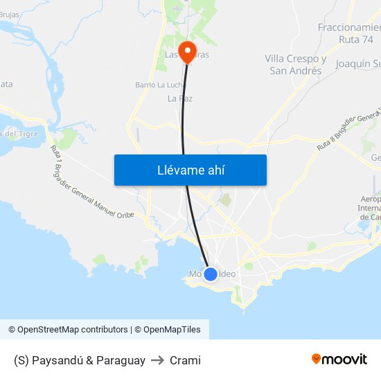 (S) Paysandú & Paraguay to Crami map