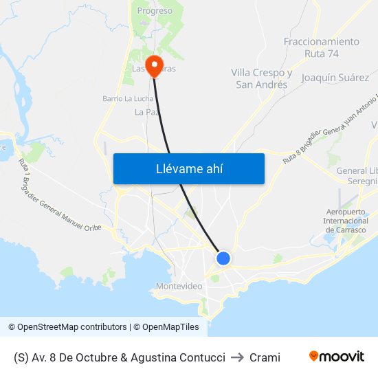 (S) Av. 8 De Octubre & Agustina Contucci to Crami map