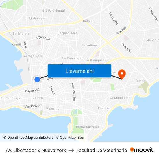 Av. Libertador & Nueva York to Facultad De Veterinaria map