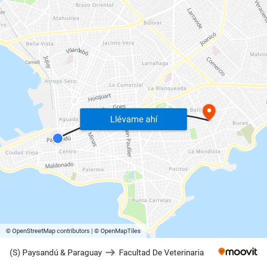 (S) Paysandú & Paraguay to Facultad De Veterinaria map