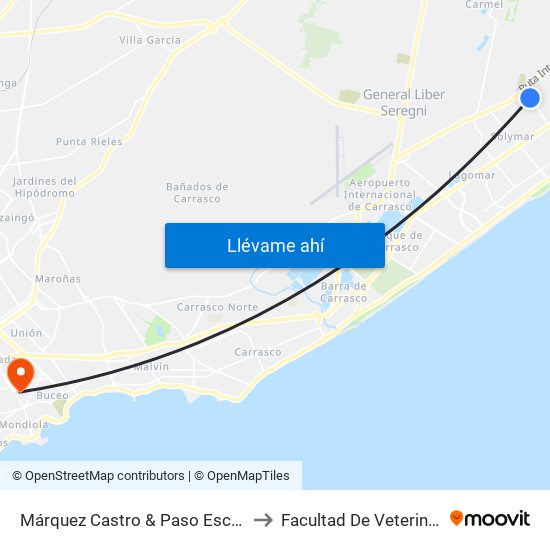 Márquez Castro & Paso Escobar to Facultad De Veterinaria map