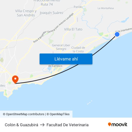 Colón & Guazubirá to Facultad De Veterinaria map