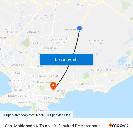 Cno. Maldonado & Tauro to Facultad De Veterinaria map