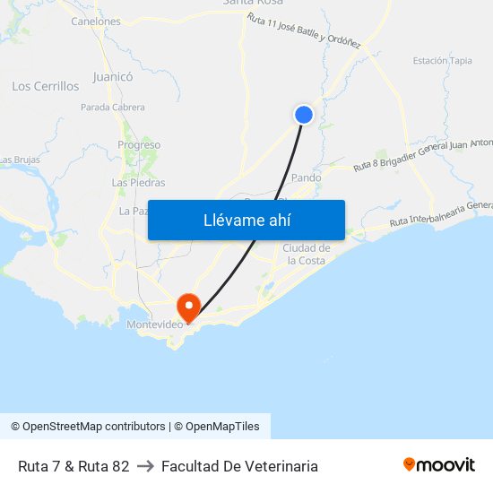 Ruta 7 & Ruta 82 to Facultad De Veterinaria map