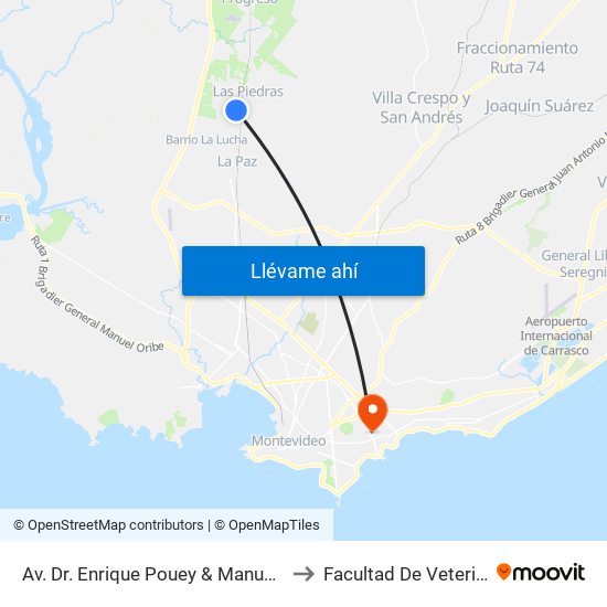 Av. Dr. Enrique Pouey & Manuel Freire to Facultad De Veterinaria map