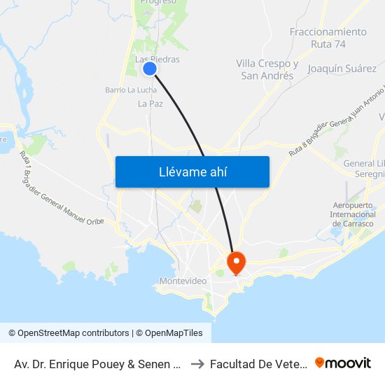 Av. Dr. Enrique Pouey & Senen Rodriguez to Facultad De Veterinaria map