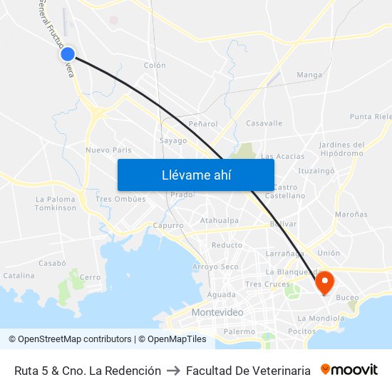 Ruta 5 & Cno. La Redención to Facultad De Veterinaria map