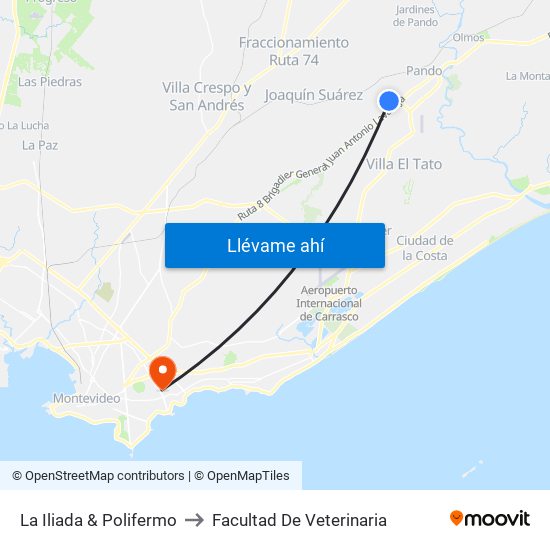 La Iliada & Polifermo to Facultad De Veterinaria map