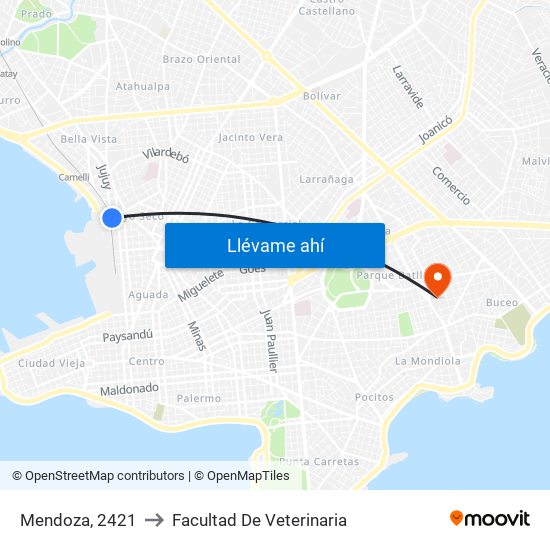 Mendoza, 2421 to Facultad De Veterinaria map