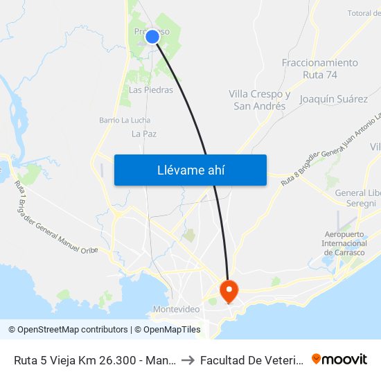 Ruta 5 Vieja Km 26.300 - Manzanos to Facultad De Veterinaria map
