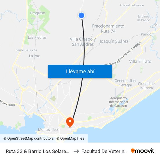 Ruta 33 & Barrio Los Solares (2) to Facultad De Veterinaria map