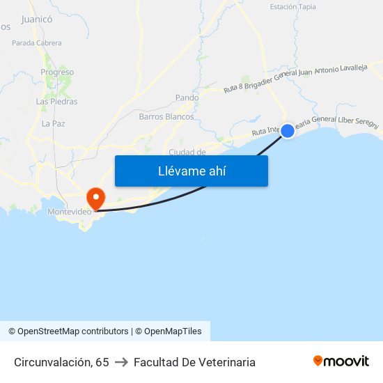 Circunvalación, 65 to Facultad De Veterinaria map