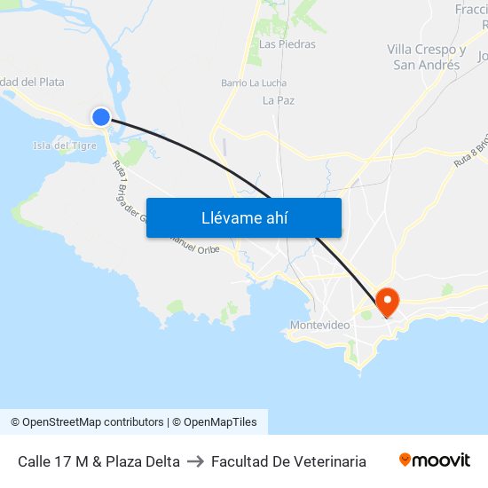 Calle 17 M & Plaza Delta to Facultad De Veterinaria map