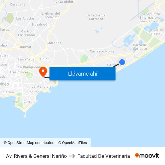 Av. Rivera & General Nariño to Facultad De Veterinaria map