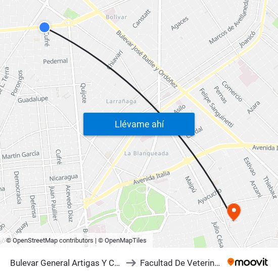 Bulevar General Artigas Y Cufré to Facultad De Veterinaria map
