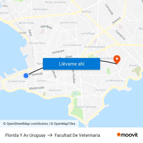 Florida Y Av Uruguay to Facultad De Veterinaria map
