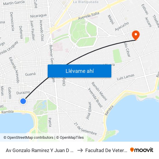Av Gonzalo Ramirez Y Juan D Jackson to Facultad De Veterinaria map