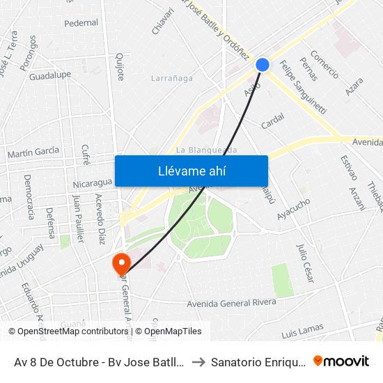 Av 8 De Octubre - Bv Jose Batlle Y Ordoñez to Sanatorio Enrique Cabal map