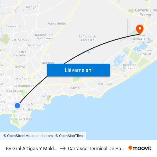 Bv Gral Artigas Y Maldonado to Carrasco Terminal De Pasajeros map