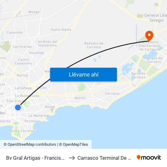 Bv Gral Artigas - Francisco Canaro to Carrasco Terminal De Pasajeros map