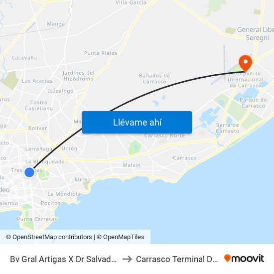 Bv Gral Artigas X Dr Salvador Ferrer Serra to Carrasco Terminal De Pasajeros map