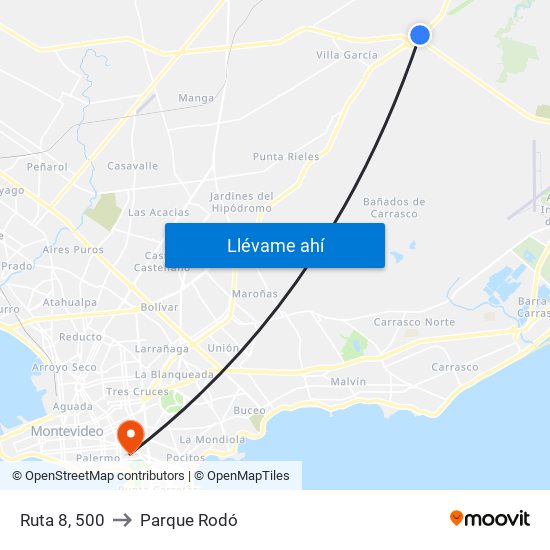 Ruta 8, 500 to Parque Rodó map