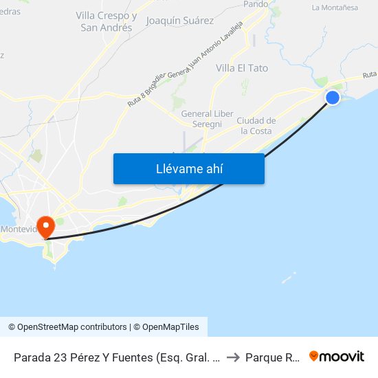Parada 23 Pérez Y Fuentes (Esq. Gral. Artigas) to Parque Rodó map