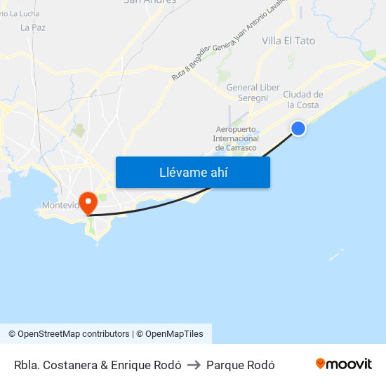 Rbla. Costanera & Enrique Rodó to Parque Rodó map